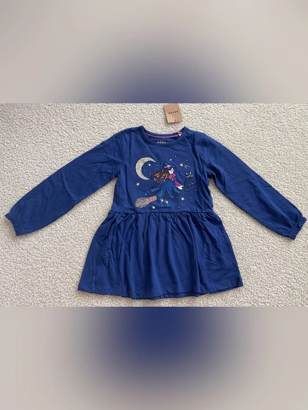 NWT Mini Boden Girls 2pc Tunic & Leggings Set Witch Halloween Blue 6-7y